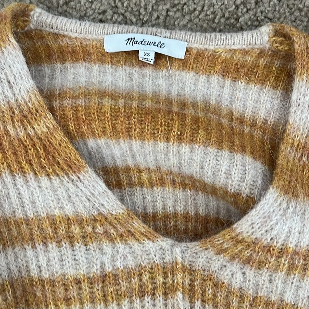 Madewell Gold Striped Wool Sweater, NWOT - Picture 2 of 5